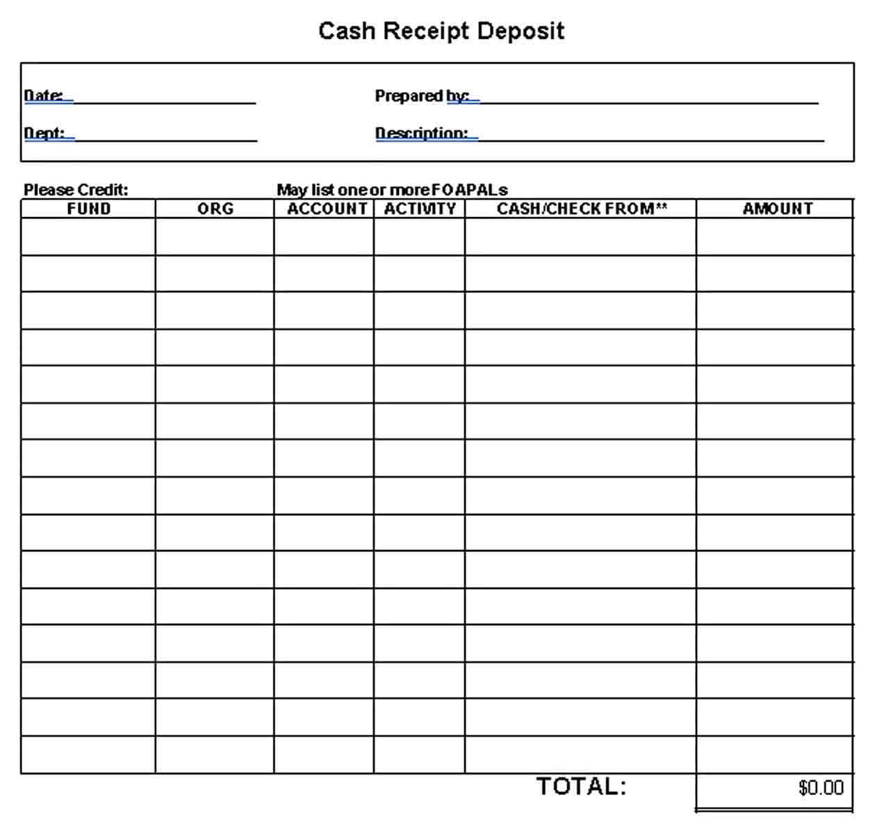 Cash Deposit Receipt PDF Download