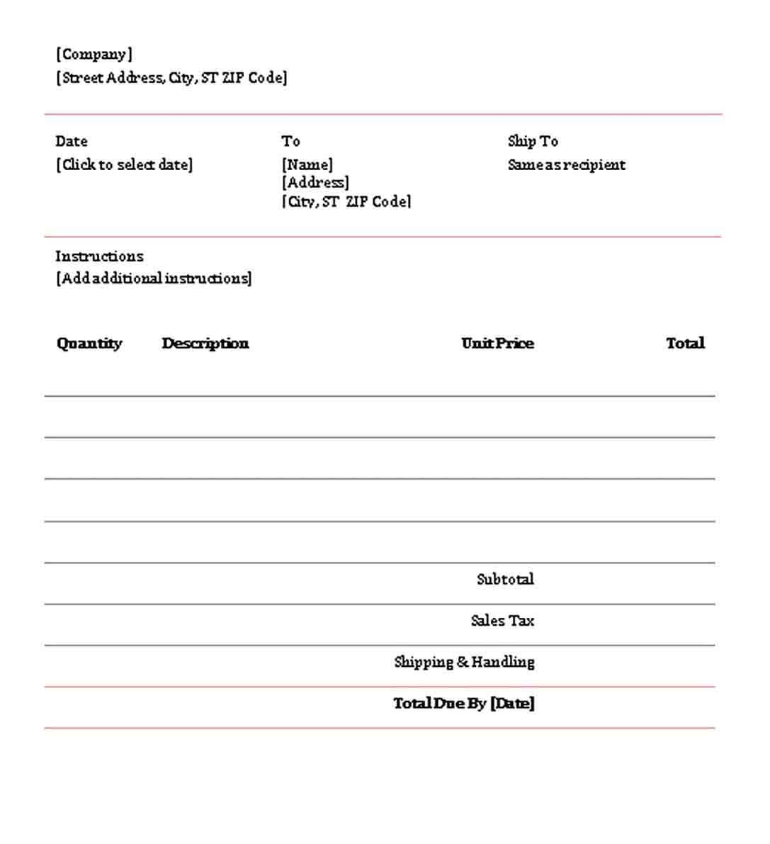 Contractor Invoice Word Free Download1