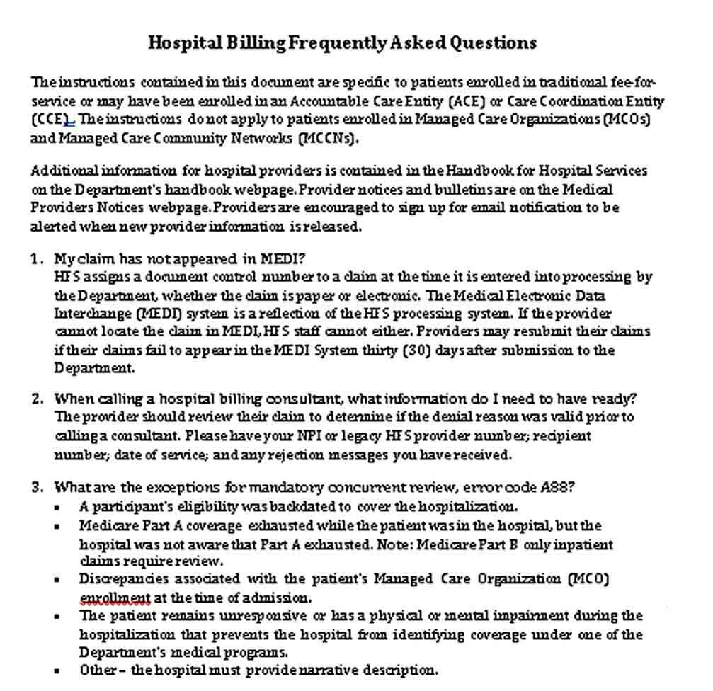 Hospital Billing FAQs