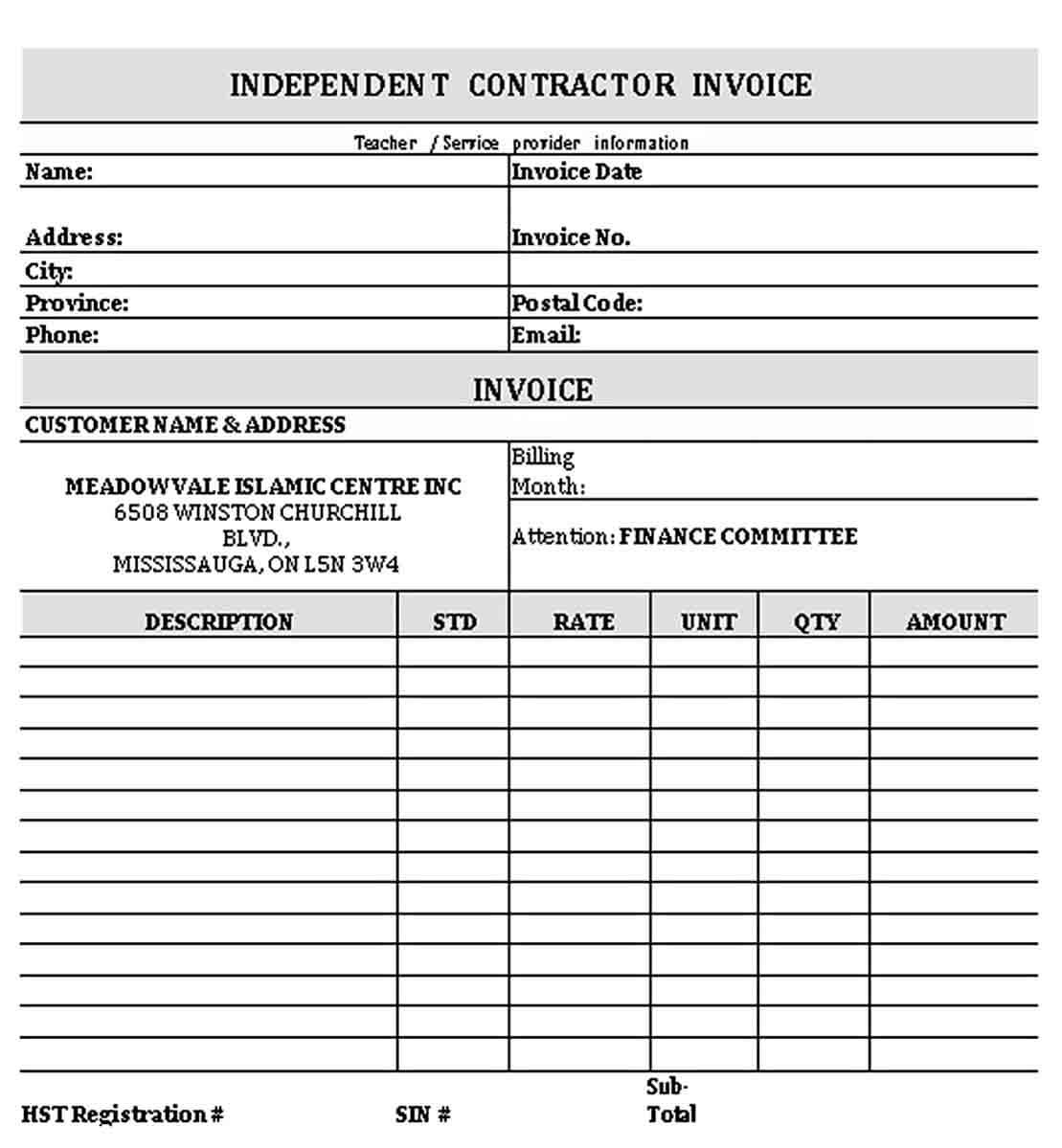 Independent Contract Receipt PDF Download