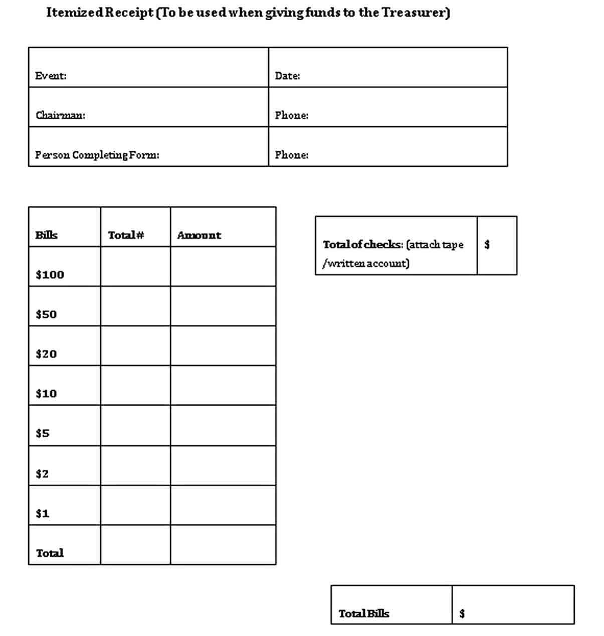 Itemized Receipt Template Free Word Download