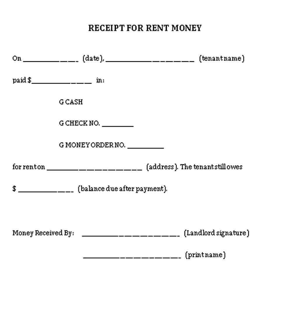 Money Receipt for Rent PDF Free Download1