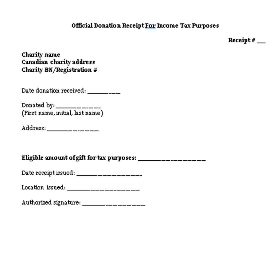 Official Donation Receipt For Income Tax Purposes Template