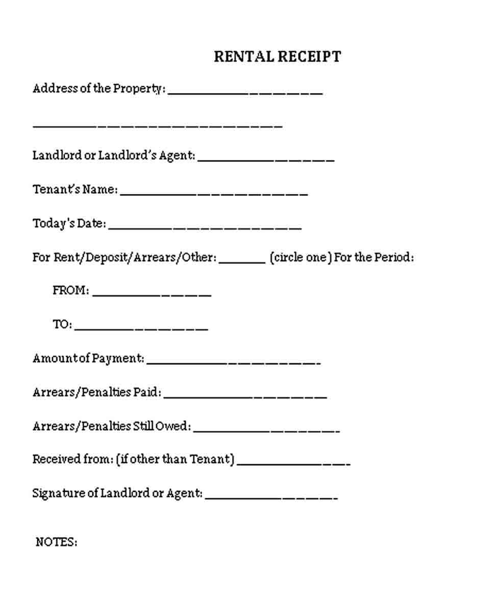 Printable Rental Payment Receipt PDF Free Download1
