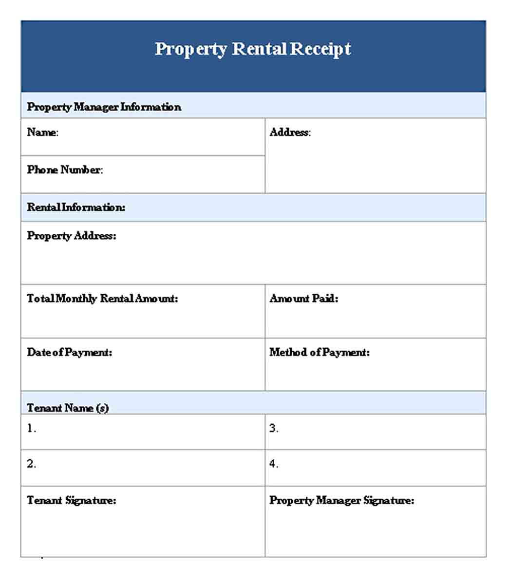 Property Rental Receipt
