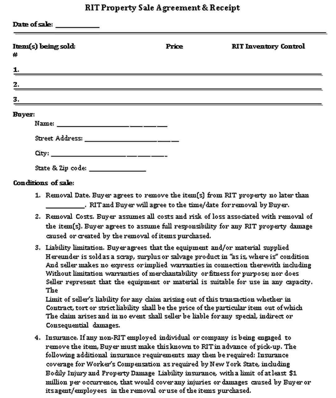 Property Sale Agreement Receipt