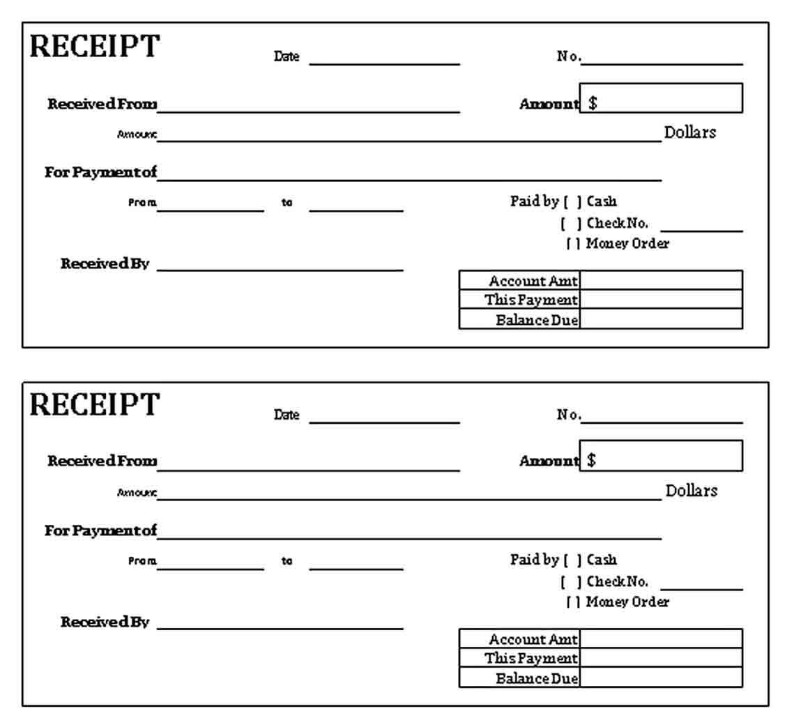 Sample Blank Cash Receipt Form