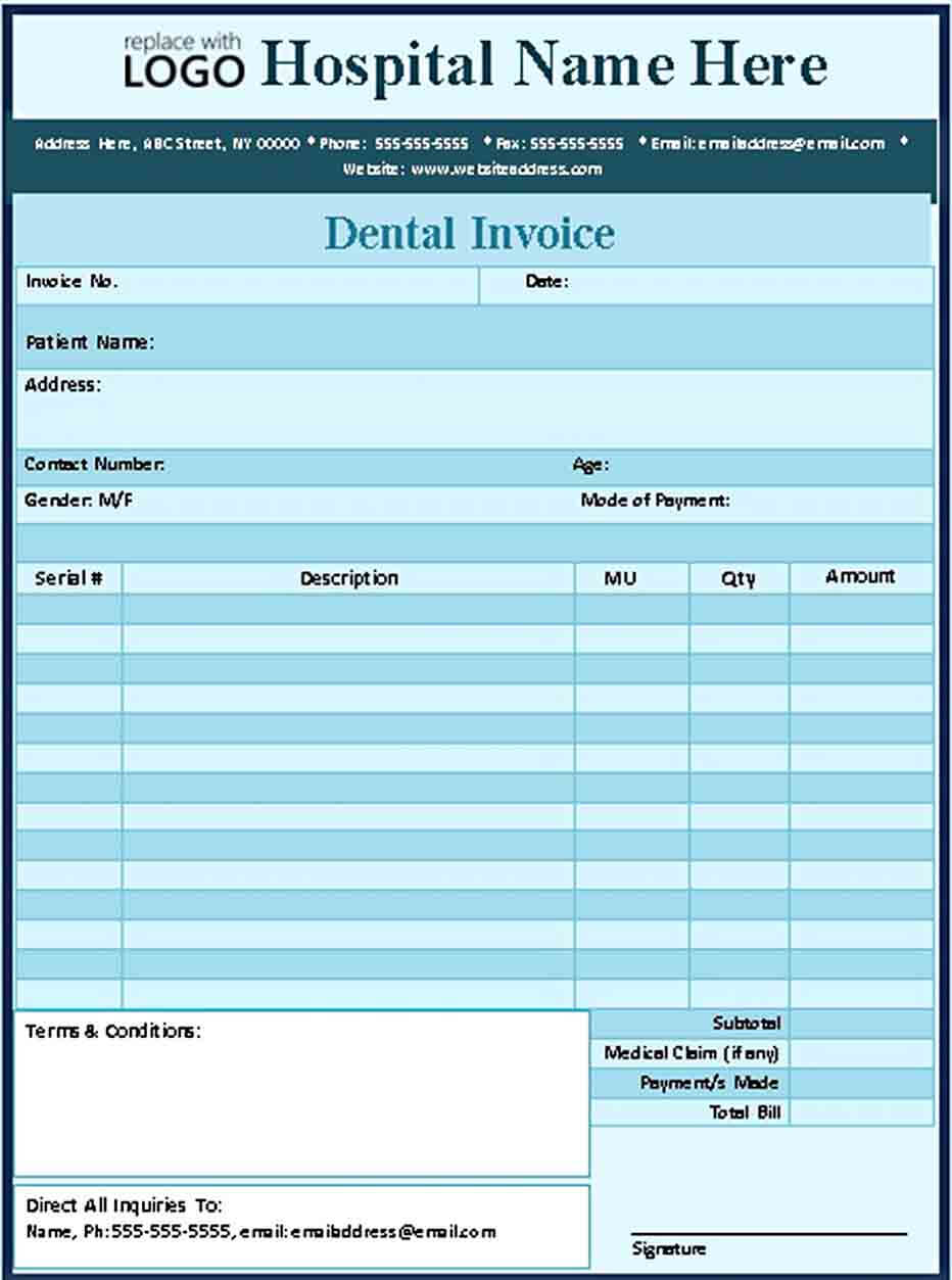 Sample Dental Doctor Checkup Receipt Download