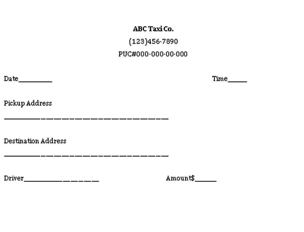 Sample Taxi Receipt Template Free Download