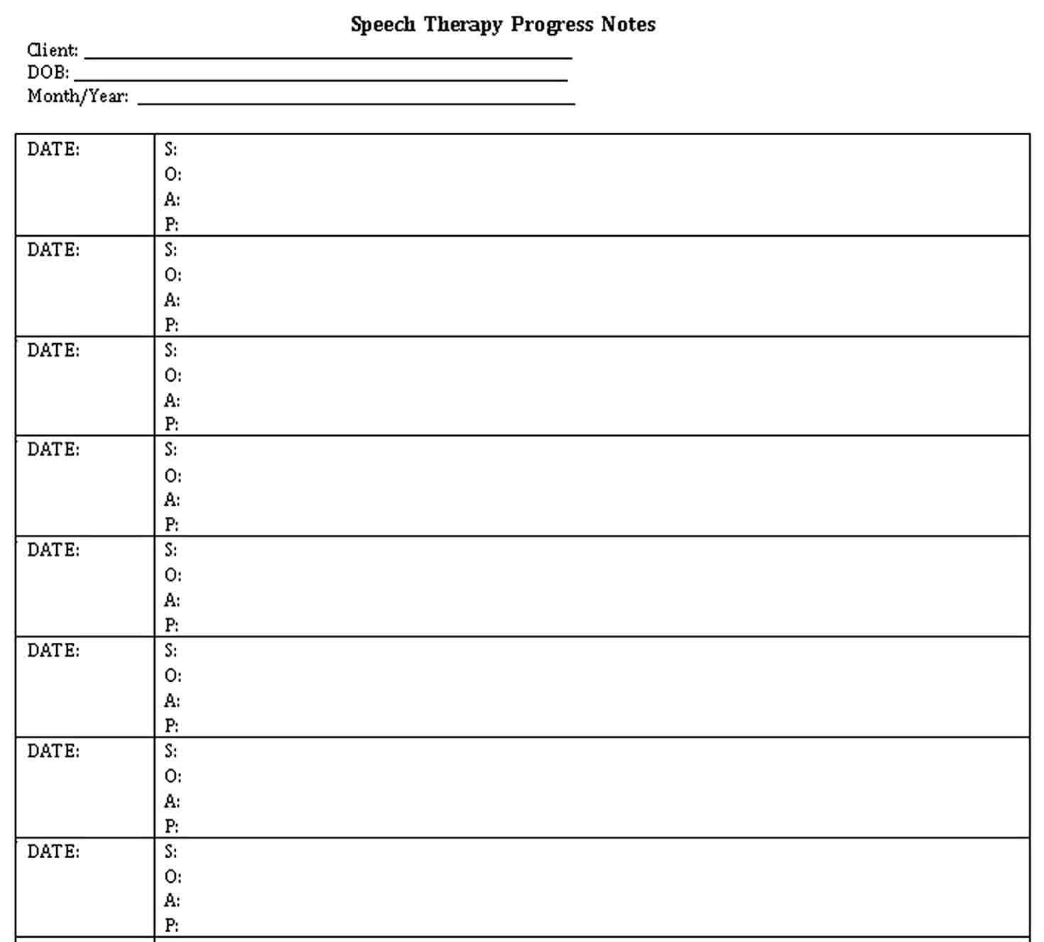 Speech Therapy Note Template