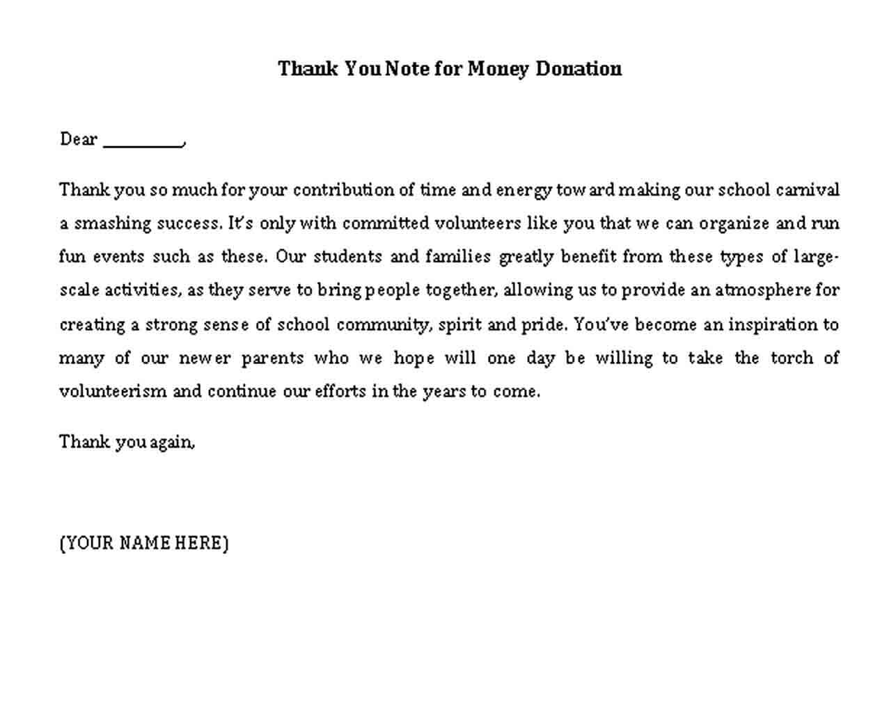 thank you note for money donation