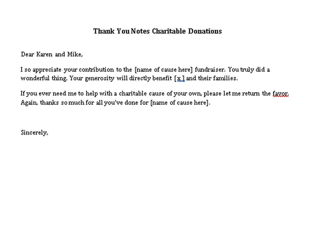 thank you notes charitable donations