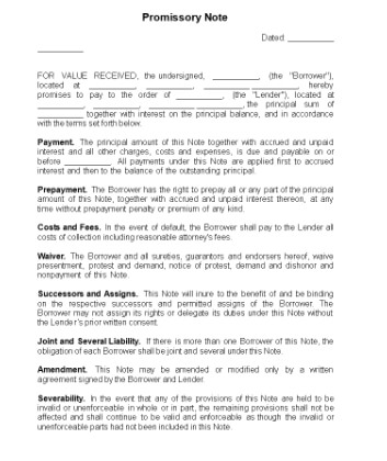 Promissory Note Checklist Template4