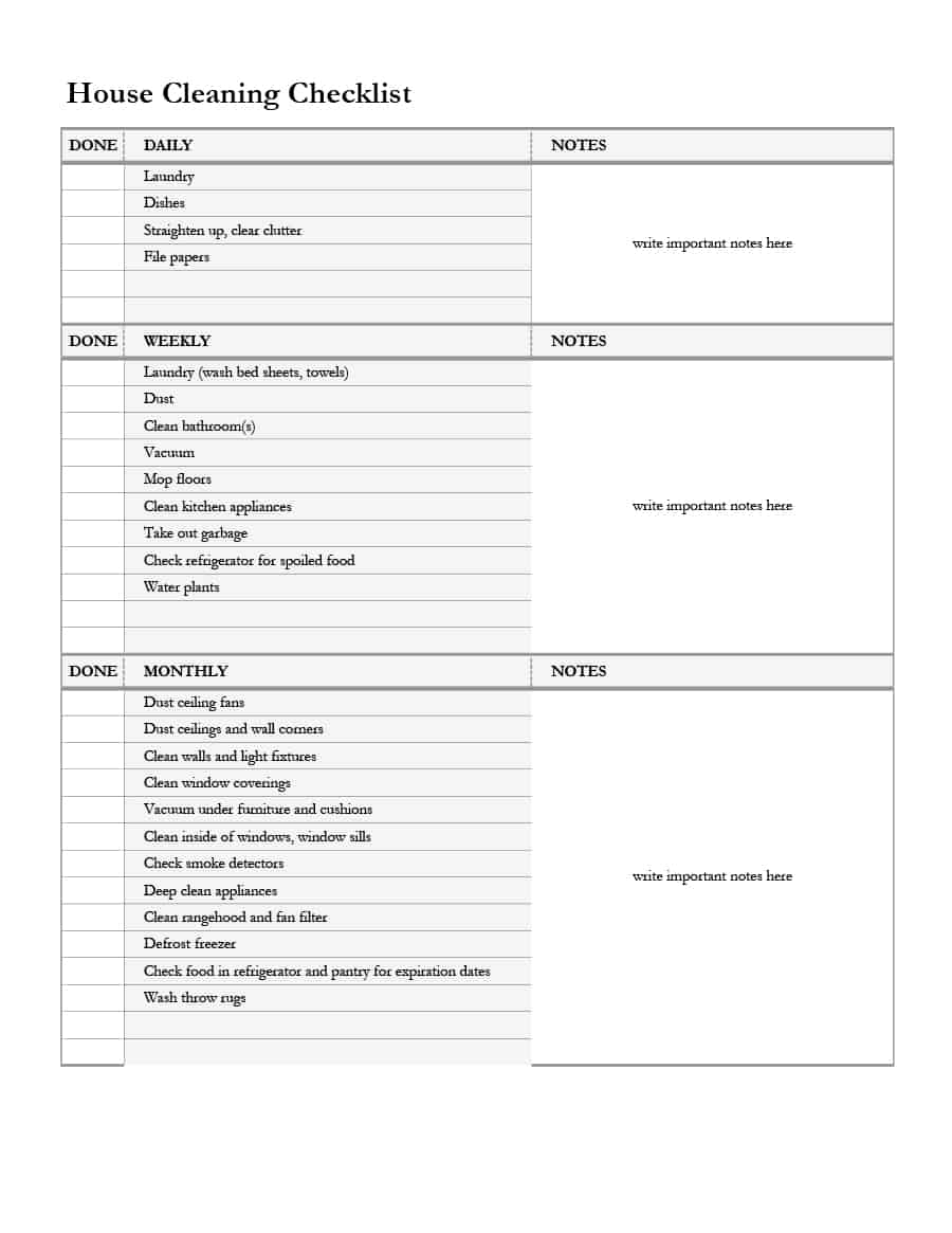 Residential Cleaning Checklist Templates1