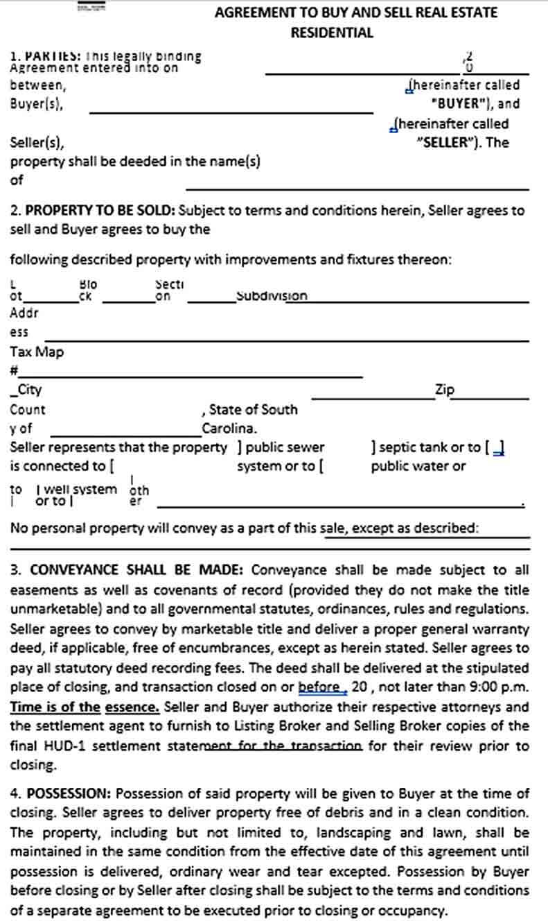 Sample Agreement To Buy Sell Real Estate PDF Format