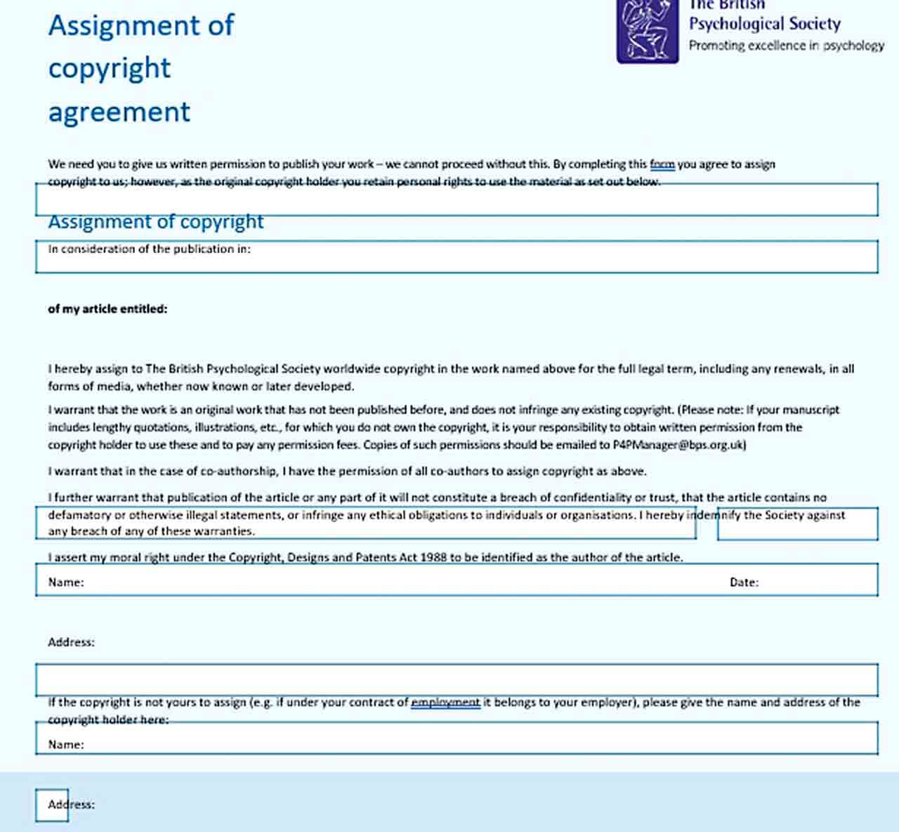 Sample Assignment of Copyright Agreement