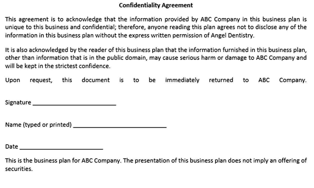 Sample Basic Confidentiality Agreement for Business