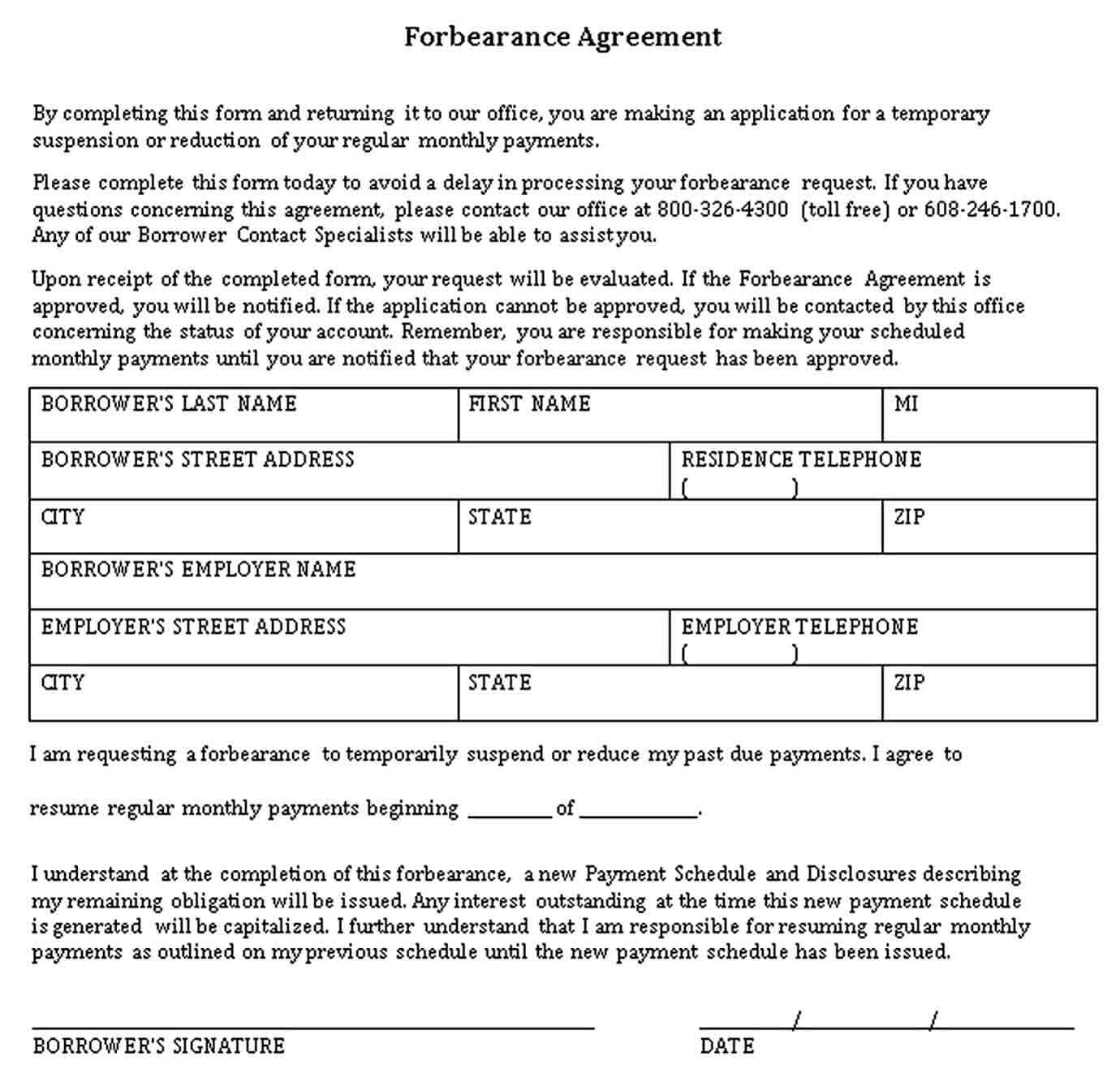 Sample Basic Forbearance Agreement Format