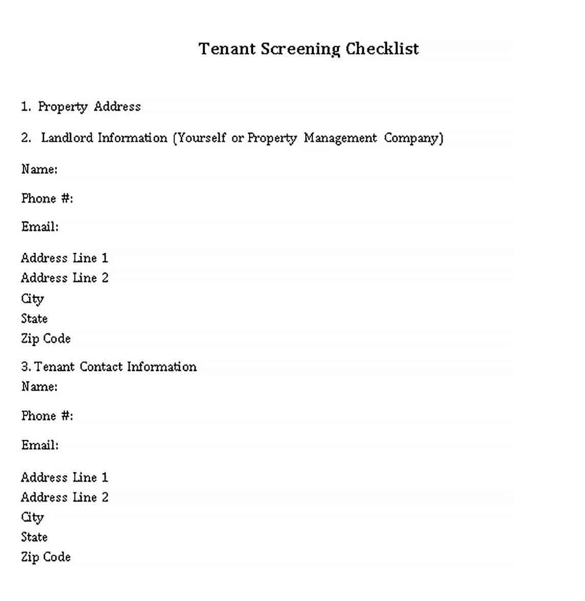 Sample Blue Landlord Tenant Checklist Template