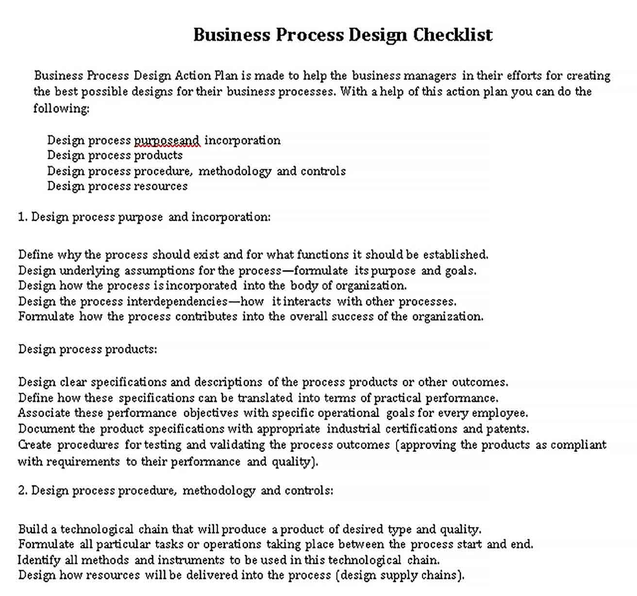 Sample Business Process Checklist