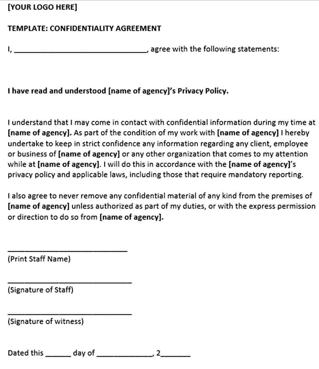 Sample Celebrity Confidentiality Agreement Template