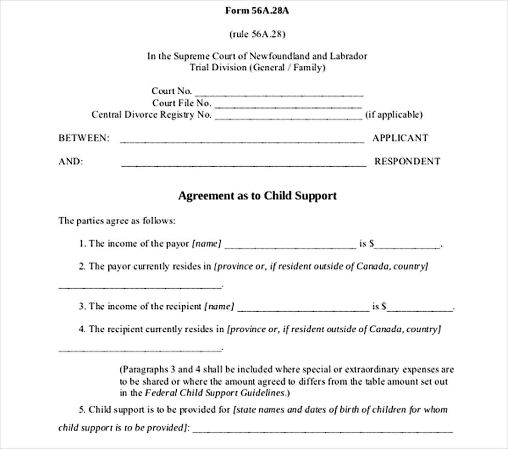Sample Child Support Agreement Example