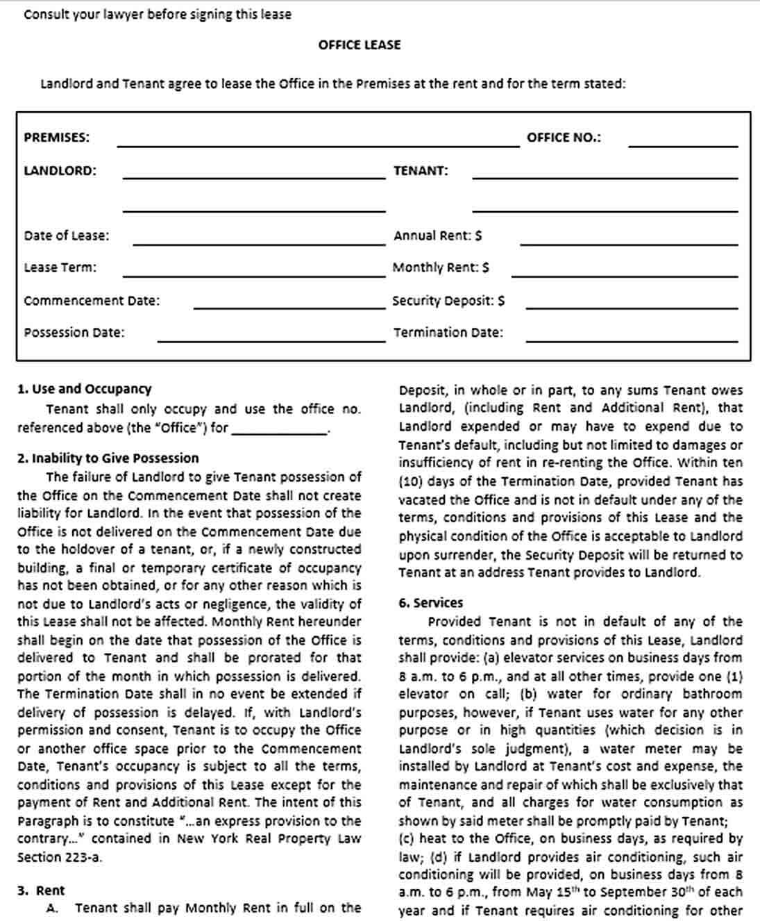 Sample Commercial Office Rental Agreement