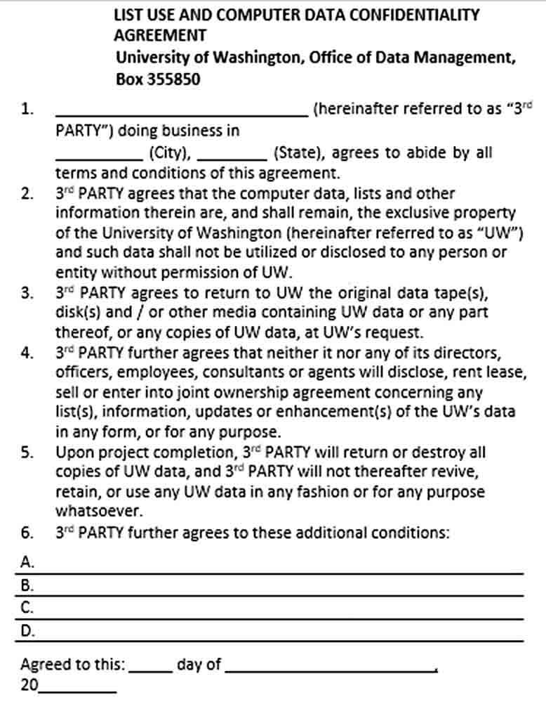 Sample Computer Data Confidentiality Agreement1