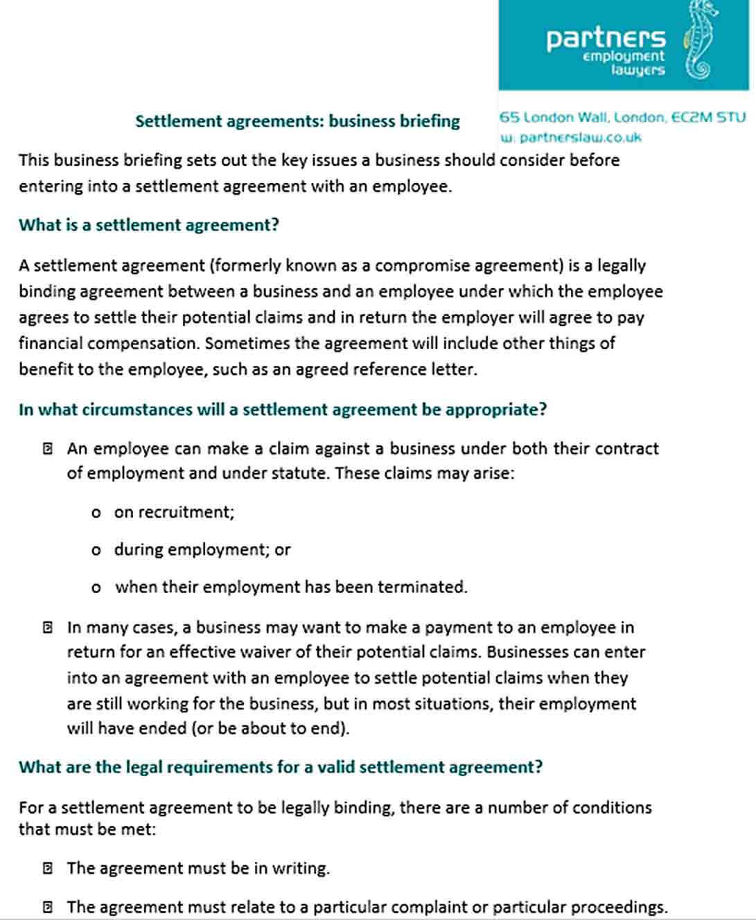 Sample Confidentiality Settlement Agreement Between Business
