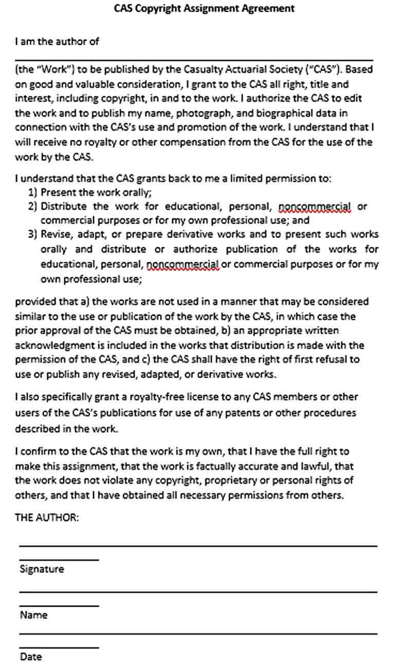 Sample Copyright Assignment Agreement