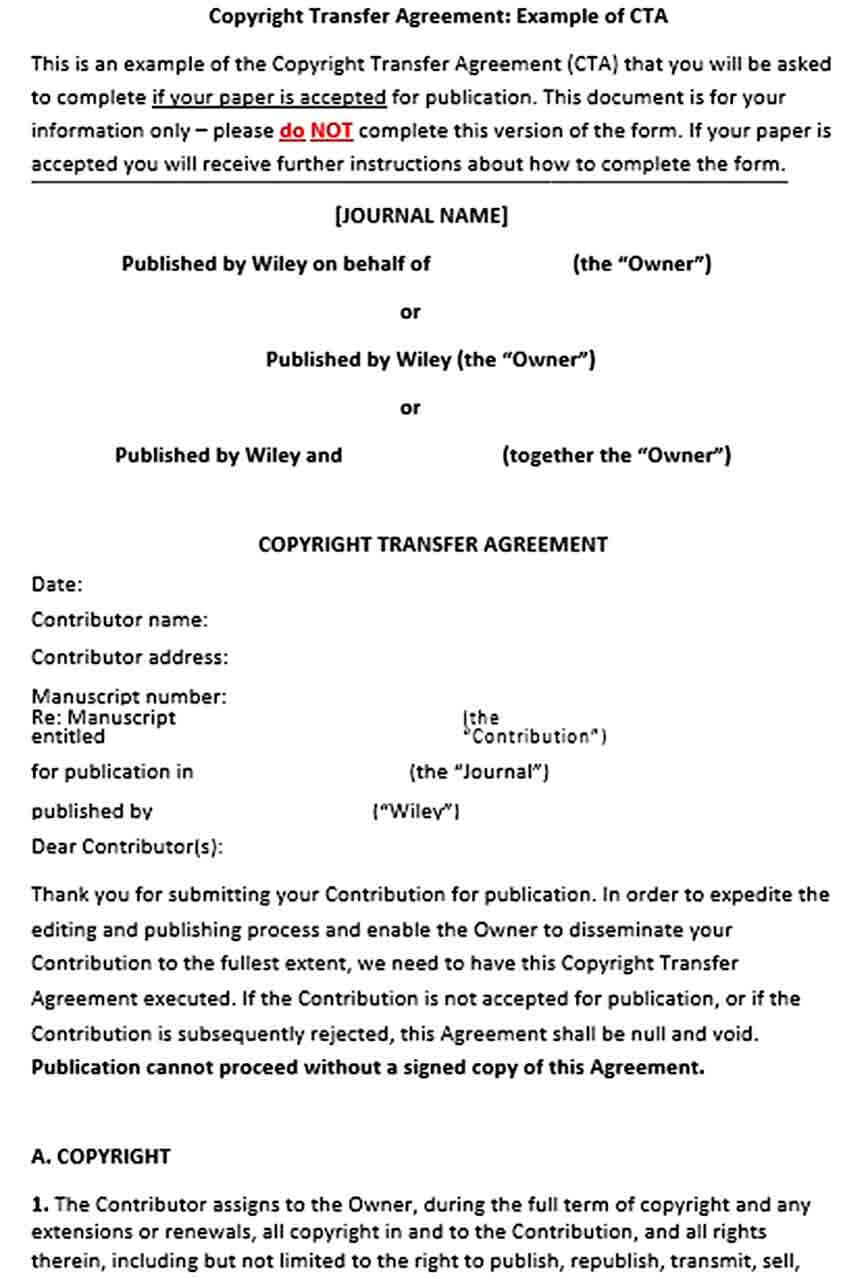 Sample Copyright Transfer Agreement Template