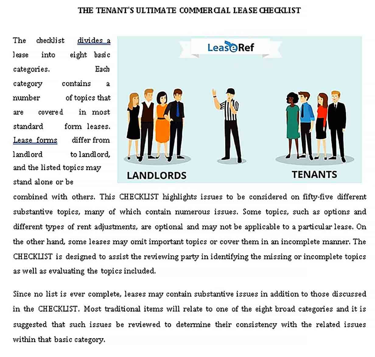 Sample Elaborate Landlord Tenant Checklist Template