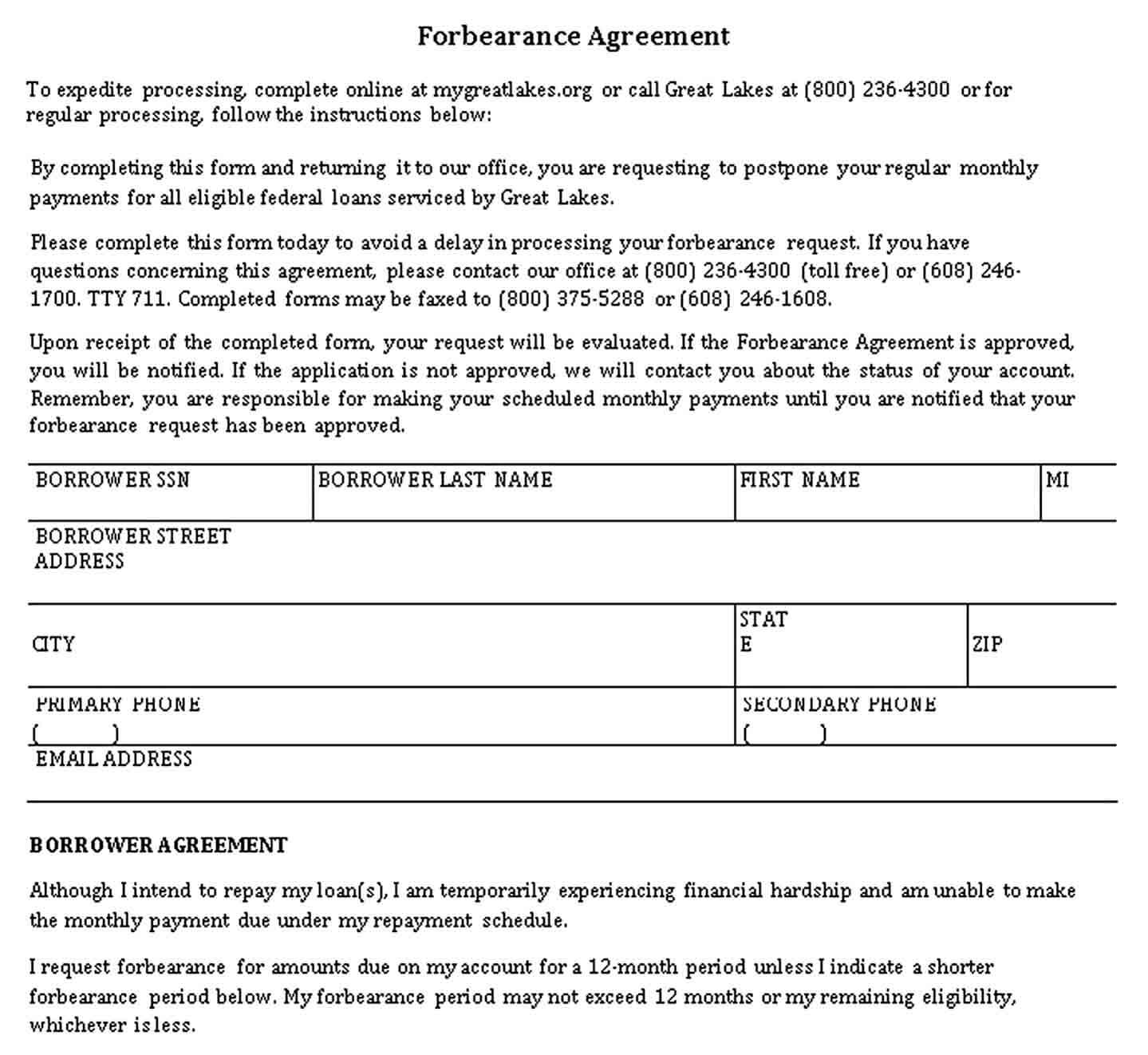 Sample Forbearance Agreement Format