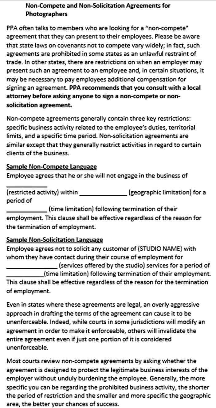 Sample General Non Compete Agreement