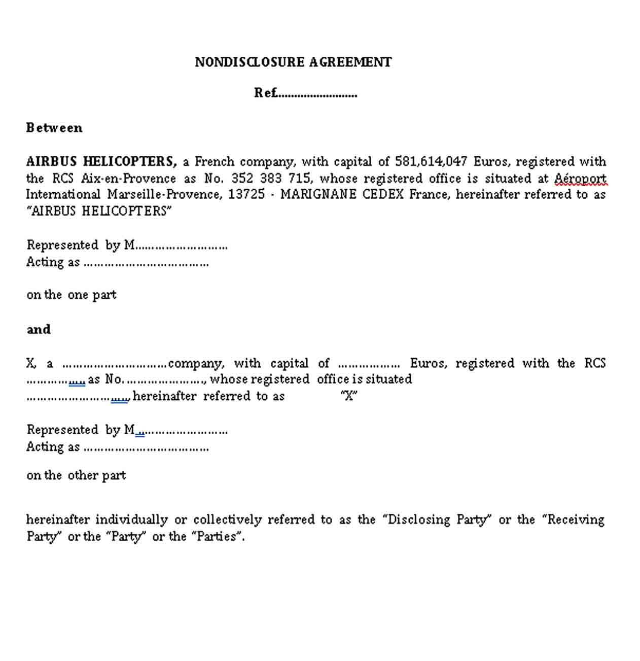 Sample International Non Disclosure Agreement Form