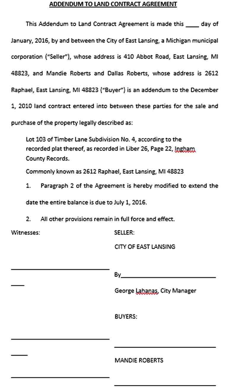 Sample Land Contract Agreement