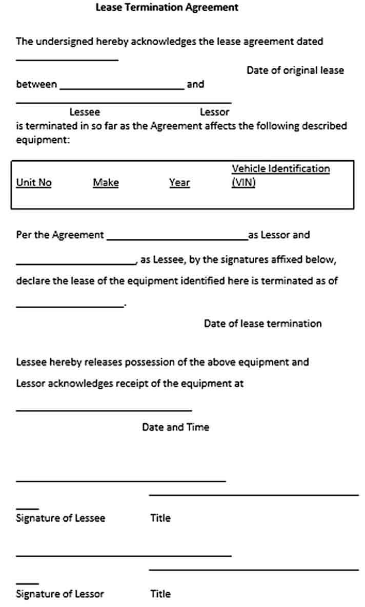 Sample Lease Termination Agreement