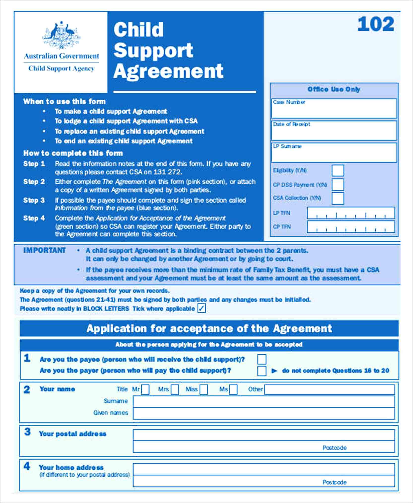 Sample Legal Child Support Agreement Template