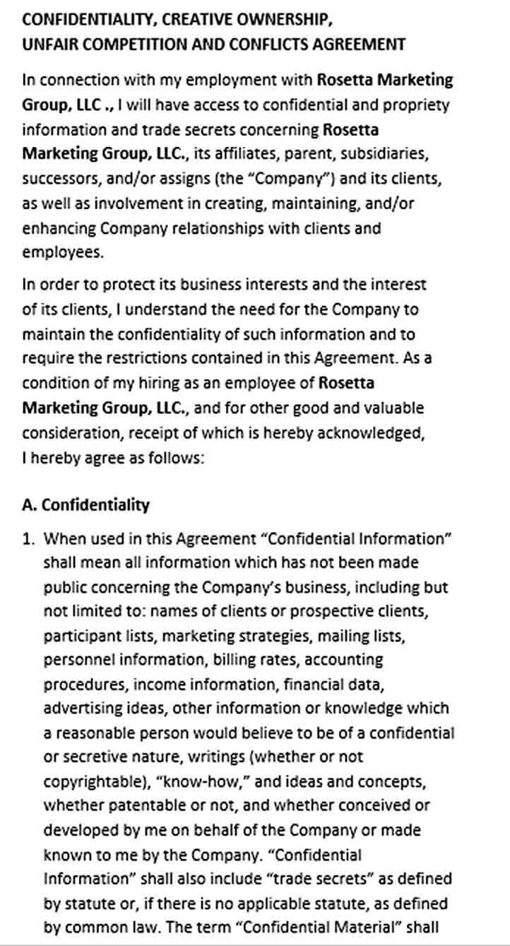 Sample Legal Confidentiality Agreement Template