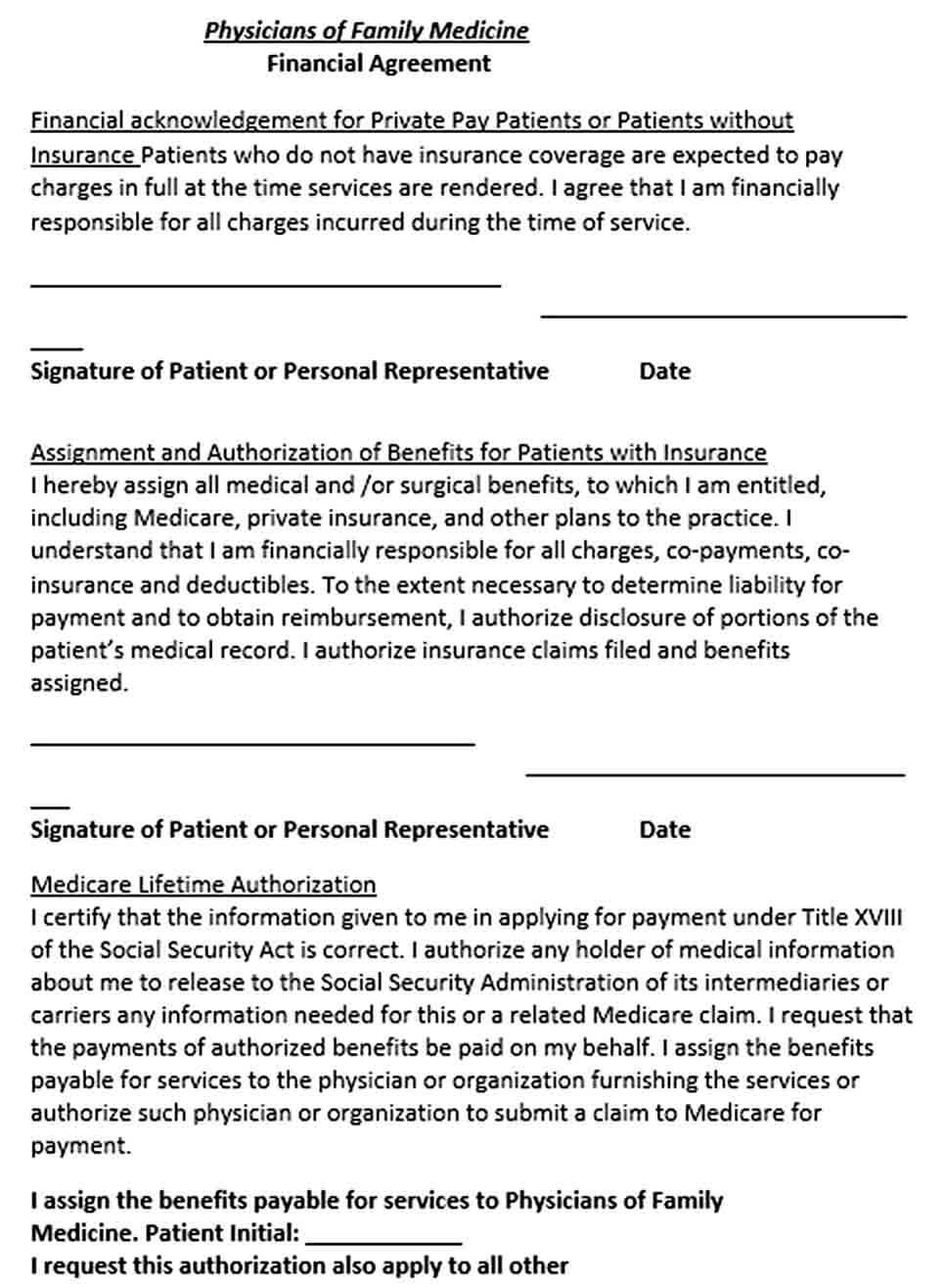 Sample Medical Financial Agreement
