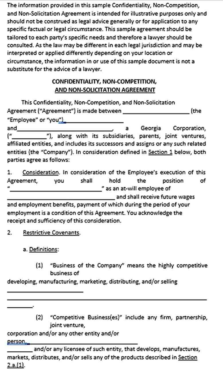 Sample Non Compete Agreement Letter of Business