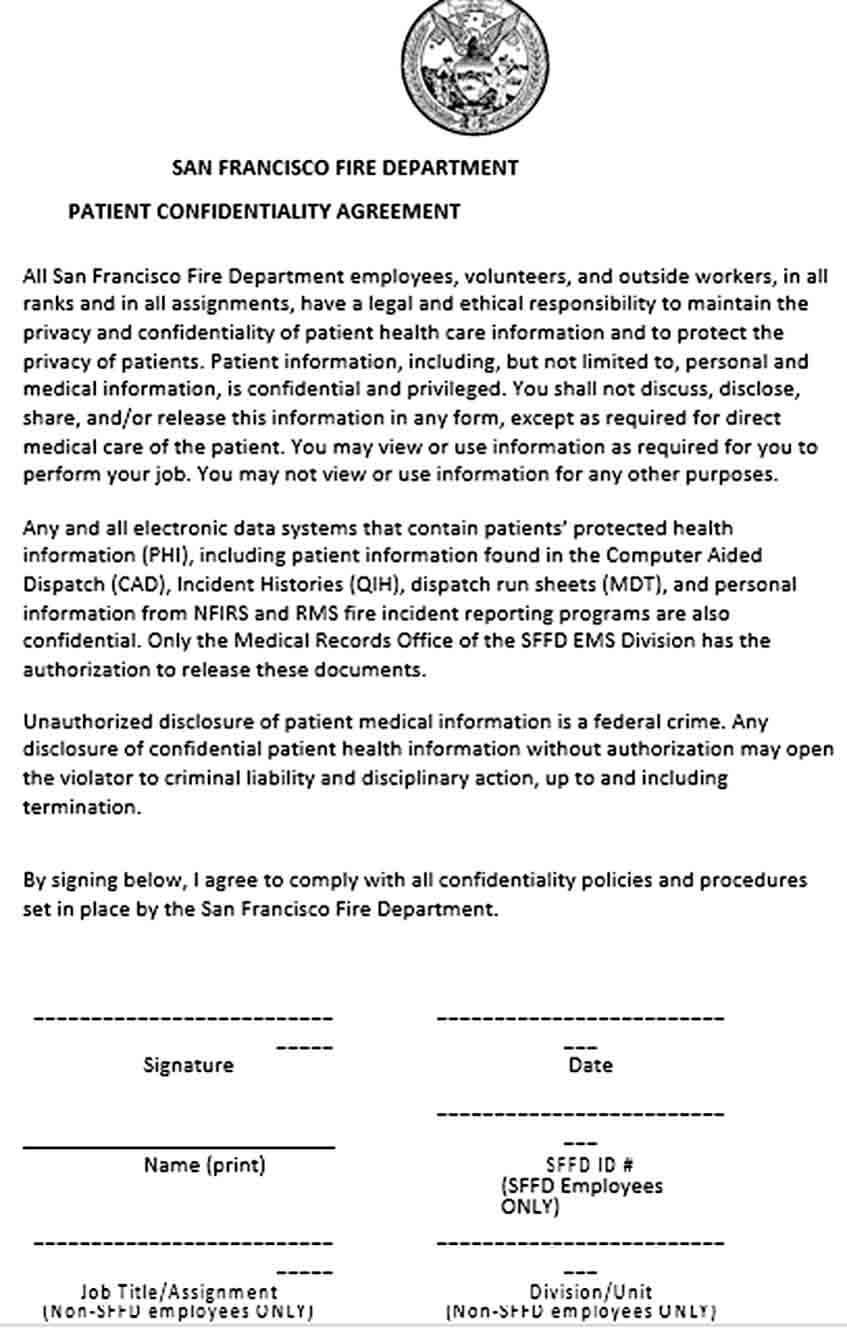 Sample Patient Confidentiality Agreement Form