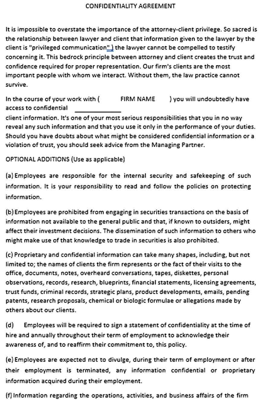Sample Personal Assistant Confidentiality Agreement Form