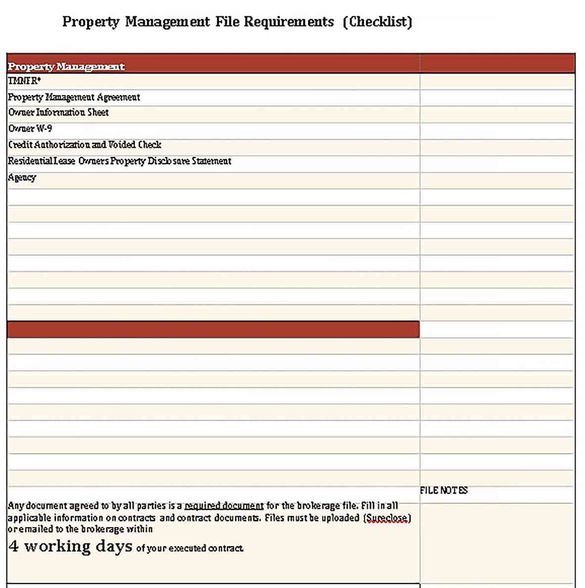 Sample Printable Property Management Checklist