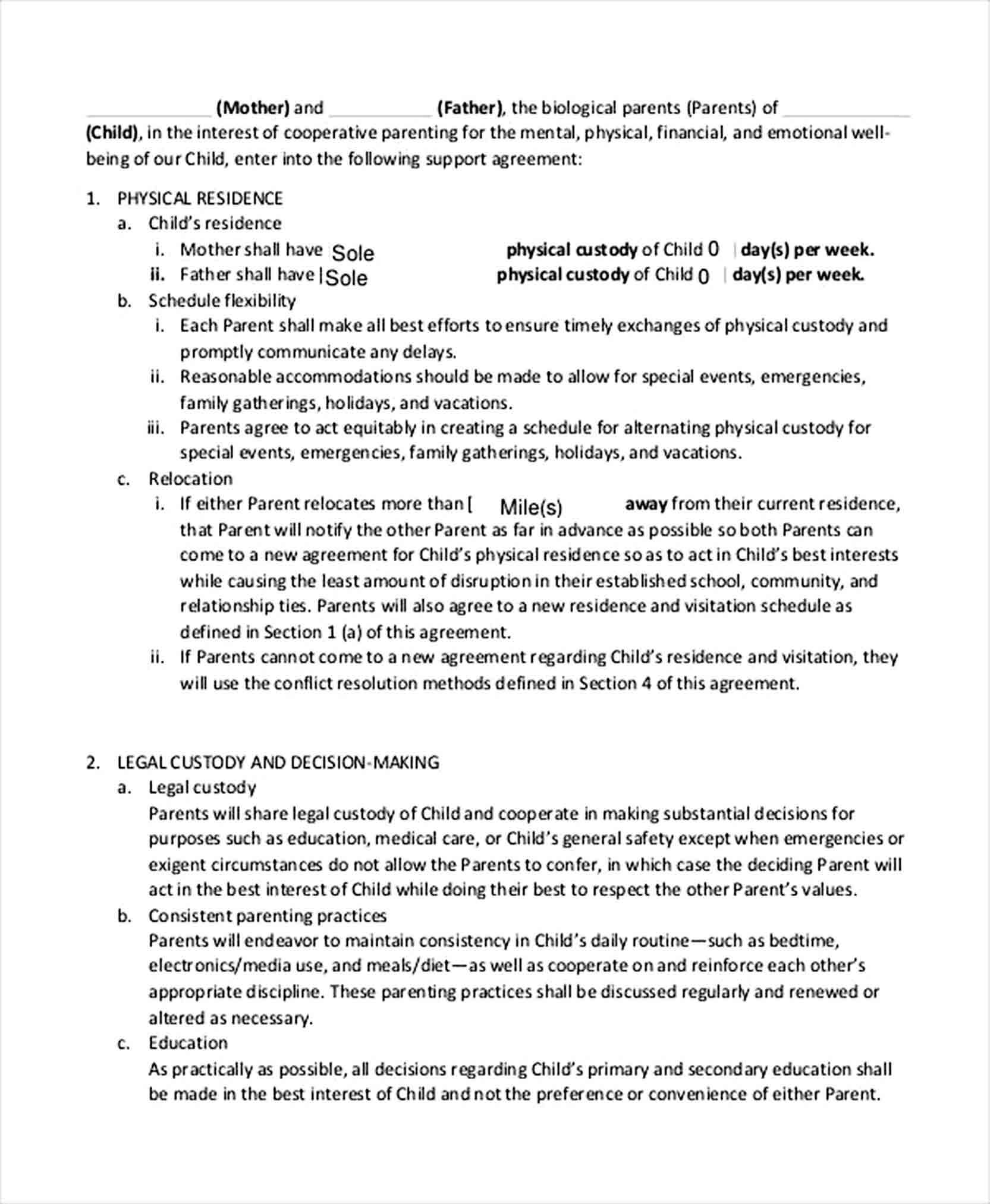 Sample Private Child Support Agreement Template