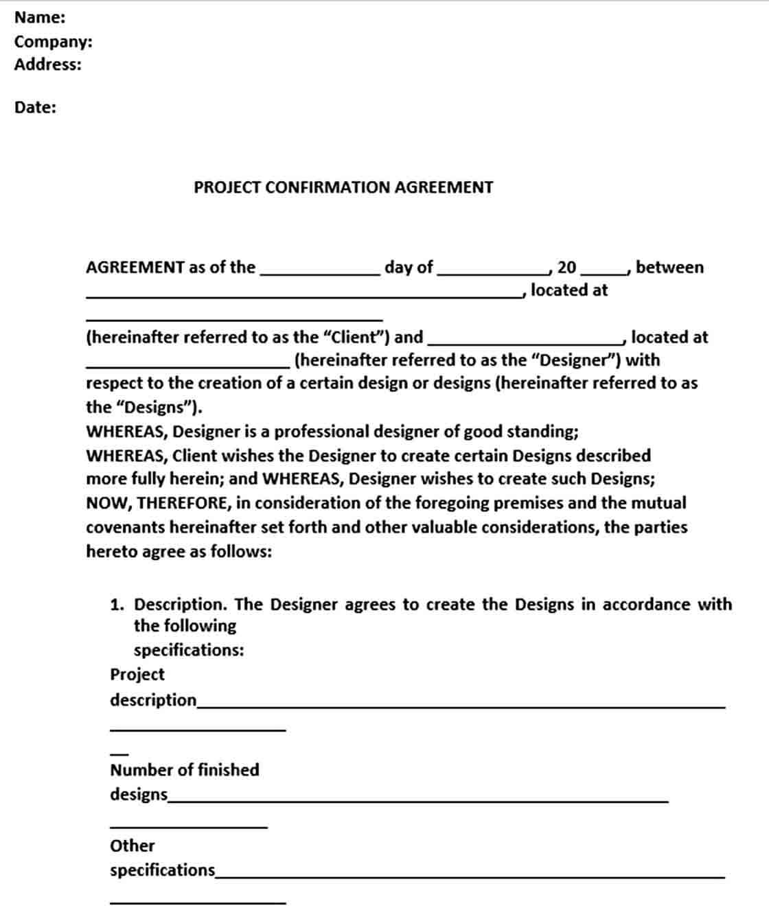 Sample Project Agreement in PDF