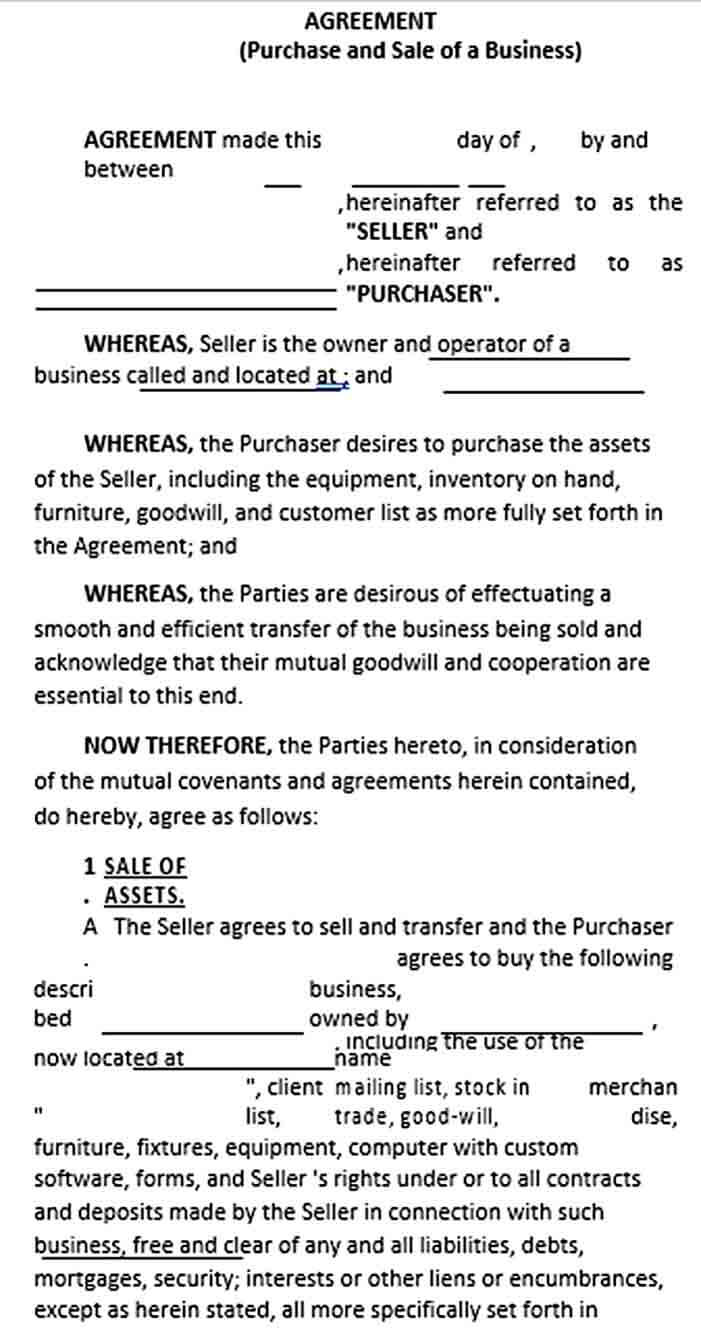 Sample Purchase Sale Agreement