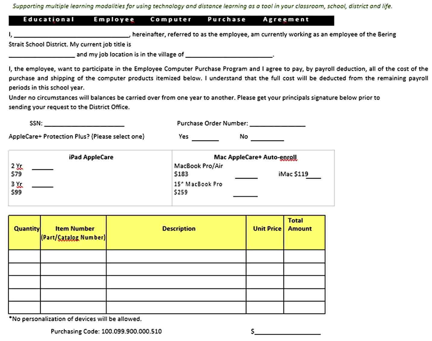 Sample Revised Employee Purchase Agreement