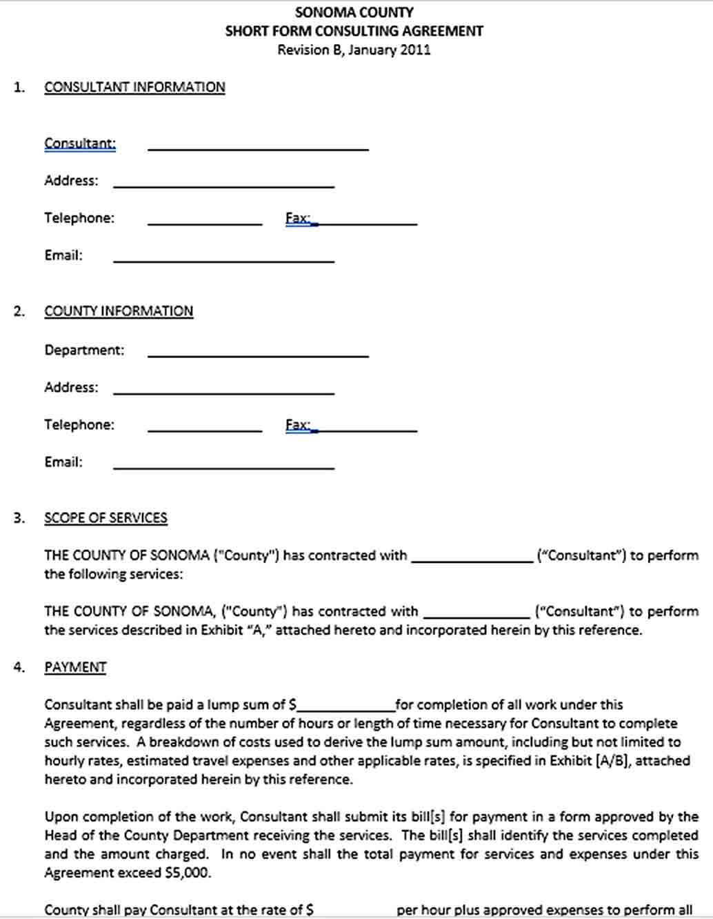 Sample Sample Short Form Consulting Agreement