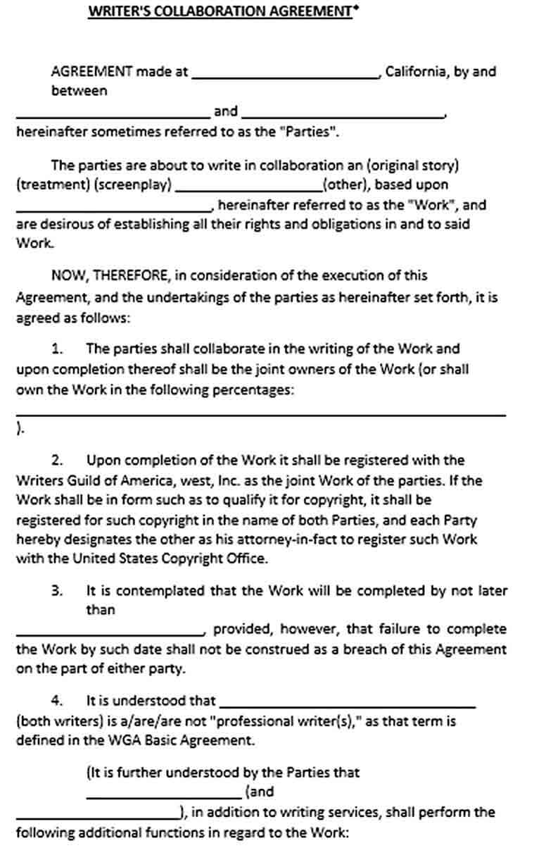 Sample Writers Collaboration Agreement